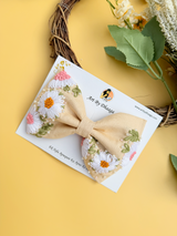 Aayra (red) – Hand-Embroidered Red Floral Hair Bow